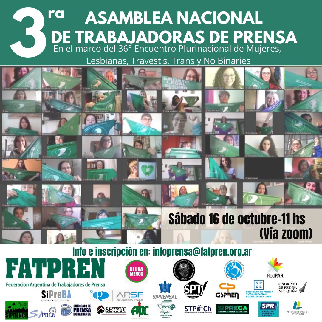 Argentina: Convocatoria para la tercera Asamblea Nacional de Trabajadoras de Prensa