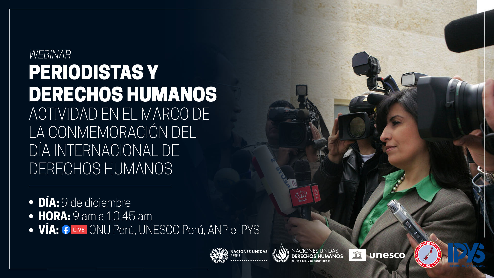 Perú: se lanzará el webinar "Periodistas y Derechos Humanos"