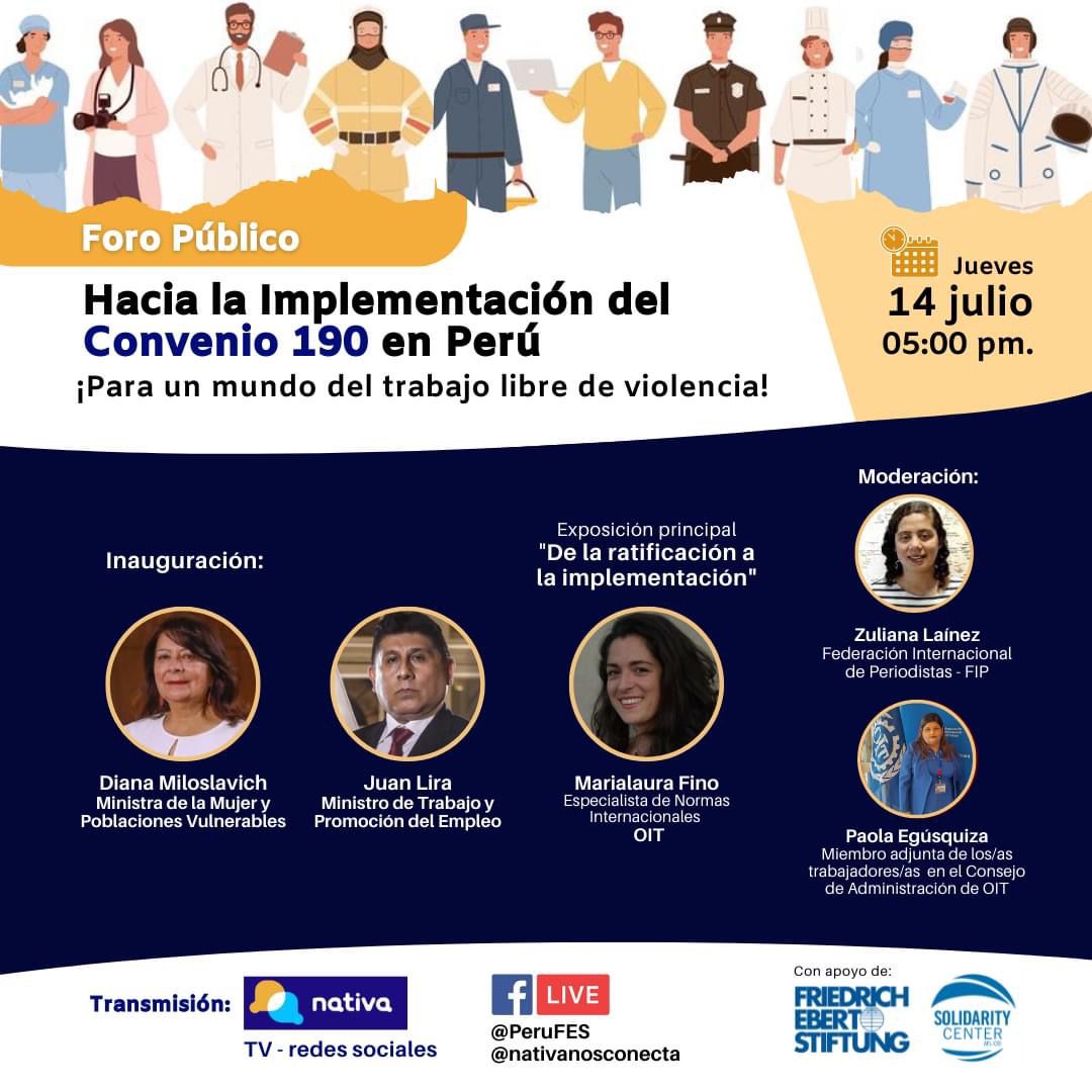 Perú: se realizará el foro público por la implementación del Convenio 190