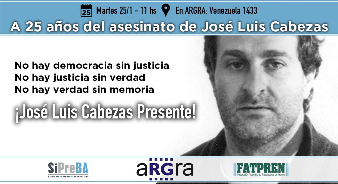 Argentina: se realizará un acto por los 25 años del asesinato del fotoperiodista José Luis Cabezas